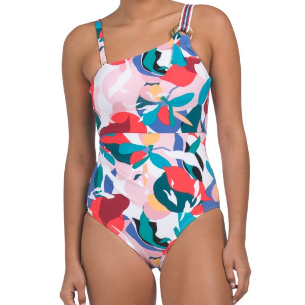 NWT Beyond Control One Shoulder One-Piece Swimsuit With Elastic Trim 8